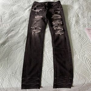 American Eagle Black Ripped Skinny Jeans